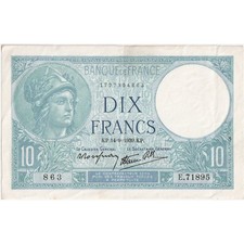 [#1293953] France, 10 Francs, Minerve, 1939-09-14, E.71895, AU