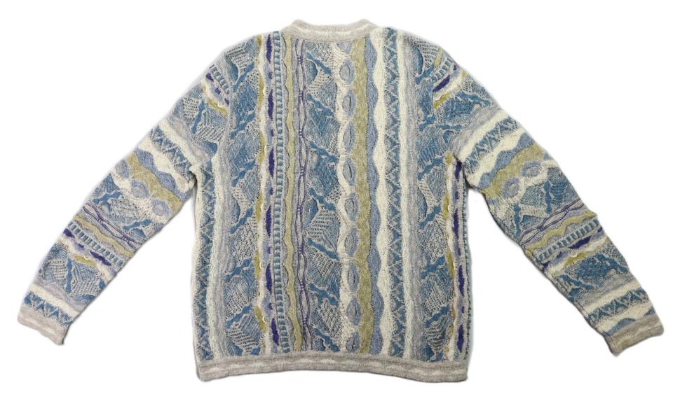 VTG COOGI US Men’s Medium Blue Cream 3D Australia Cotton Knit Sweater - Image 4 of 4