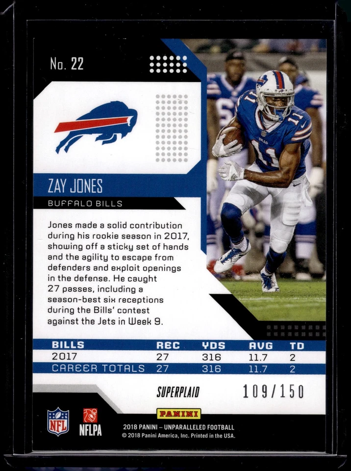 2018 Panini Unparalleled #22 Zay Jones Superplaid #/150 - Image 2 of 2