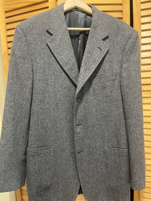 Canali Men's Grey Herringbone Wool Sport Coat Blazer Size IT 52 US 42