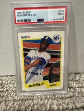1990 Fleer - Ken Griffey Jr #513 PSA 9 Mint condition blue dot error.