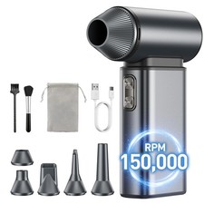 Compressed Air Duster, 150,000RPM Super Power Electric Air Duster, 6 Gears Ad...