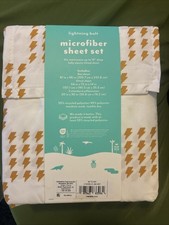 Pillowfort Microfiber Full Sheet Set Lightning Bolt 3 Piece New