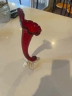 VINTAGE ITALIAN MURANO GLASS CORNUCOPIA VASE