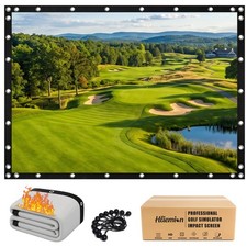Gray Fireproof Golf Simulator Impact Screen, 3D Air Mesh Impact 8.2 x 8.2 ft
