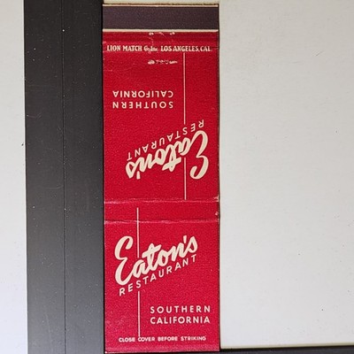 Eatons Restaurant Southern California Vintage Red Design Matchbook