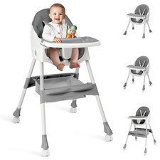 Ktaxon Foldable Baby High Chair, 2-in-1 Portable Convertible Highchair with