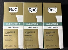 RoC Hydration + Eye Cream 0.5oz Hyaluronic Acid Peptides NEW 3 Packs
