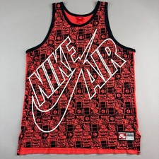 Vintage Nike Air Mens XL Tank Top Jersey Red Black Red Tag Giant Logo Sleeveless