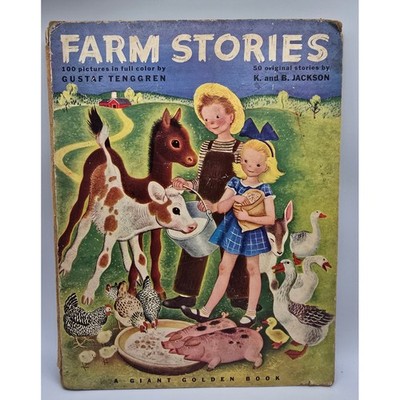 Vintage Farm Stories Giant Golden Book Childrens Illustrated Hardcover 1946