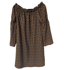 Gilli Made In America Brown Boho Midi Small Dress Poetic Sleeves Cottagecore