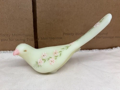 New ListingVintage fenton uranium glass bird of happiness figure hand painted GLOWS art