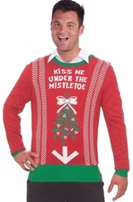 Kiss Me Under Mistletoe Sweater Ugly Christmas Sweater - Forum Novelties ( XL)