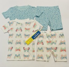 Carters Toddler Girl Pajamas 2T Shorts Shirt 4 PC Set Cute Butterfly Pjs New