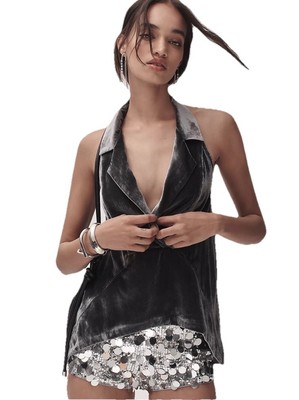 Anthropologie The Dylon Sleeveless Wide-Placket Top: Velvet Edition Size Medium