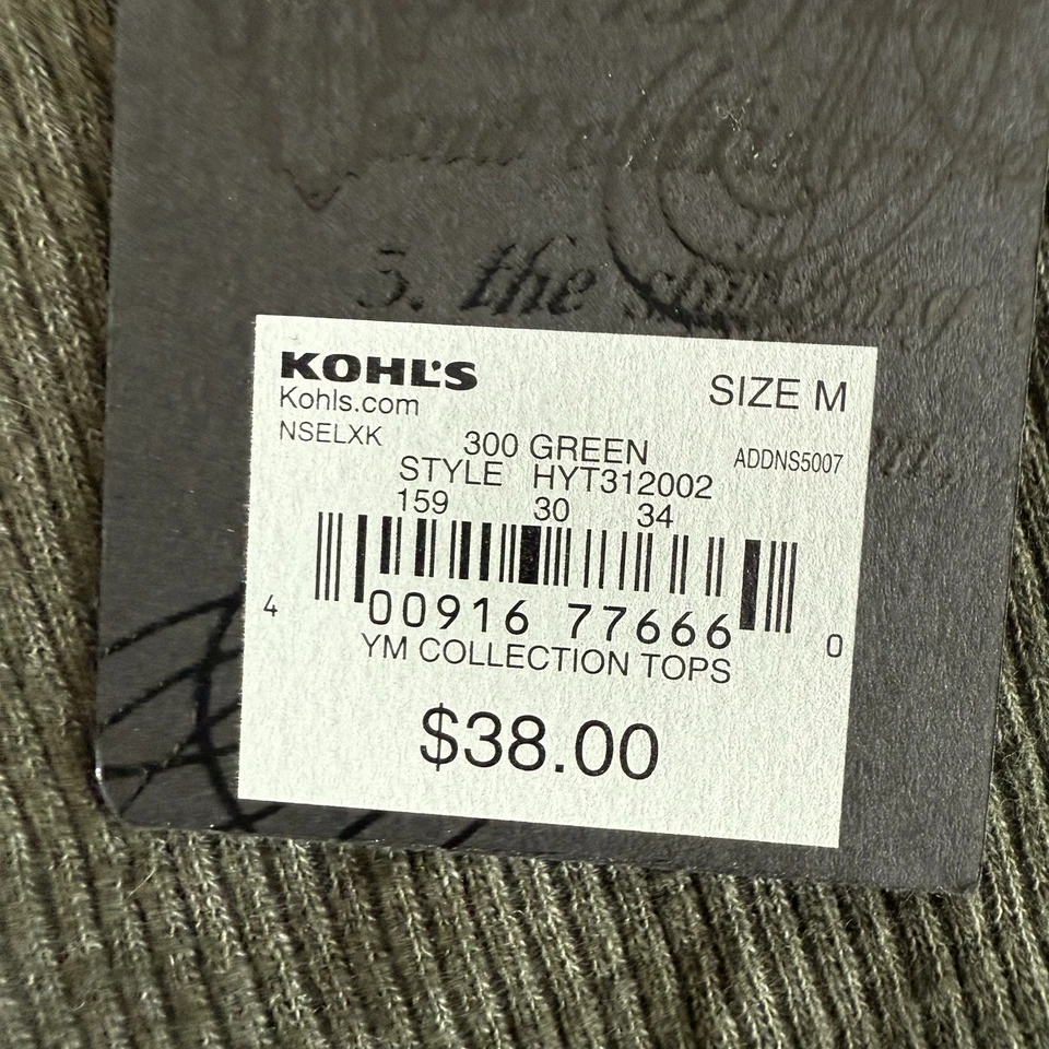 NUEVA Camisa Helix Acanalada Manga Larga Hombre Mediana 300 Verde HYT312002 Bolsillo Y2K Foto 3 de 4