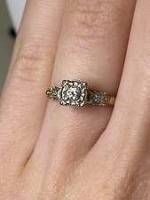 Vintage Solid 14K Yellow Gold Ring  Approx .10 Ct Natural Diamond, Sz 5.5