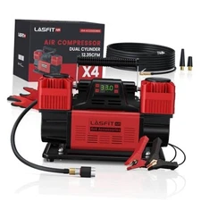 [2025 Upgraded] LASFIT X4 Off Road Air Compressor [Dual Cylinder with Auto 