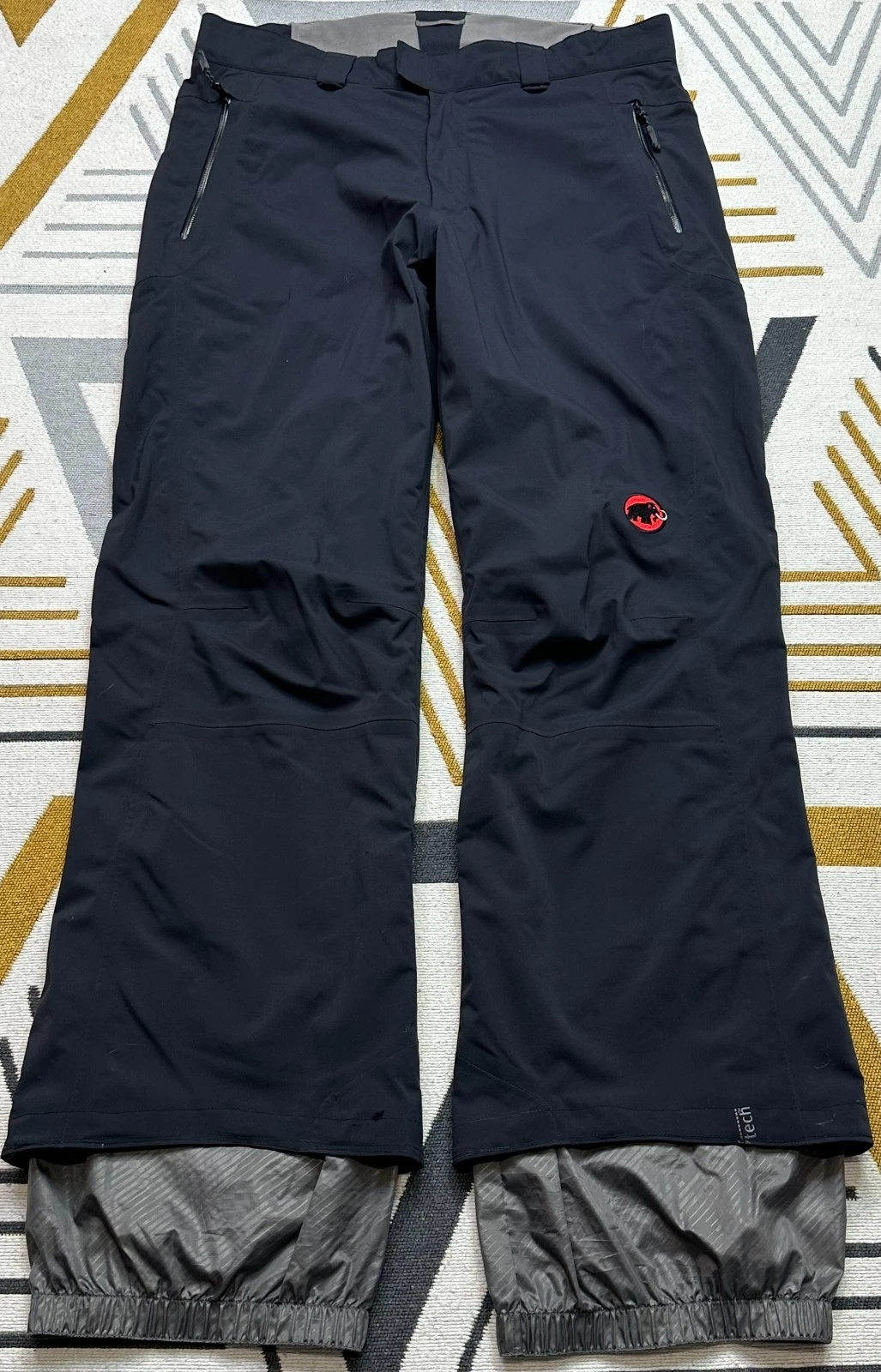 Mens Mammut Drytech Waterproof Ski Snow Pants Trousers Black Size 52 L 34