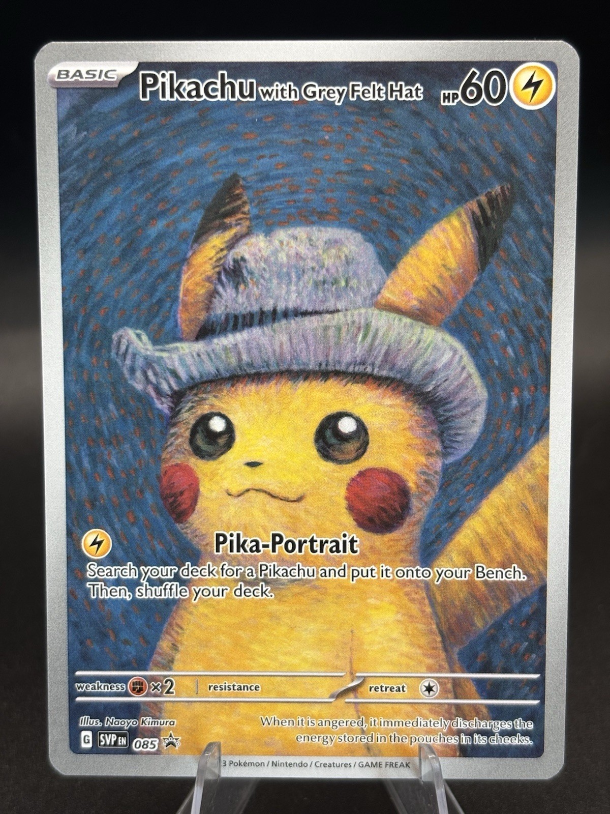 Pokémon Pikachu with Grey Felt Hat SVP 085 Scarlet & Violet Promo Holo Full Art