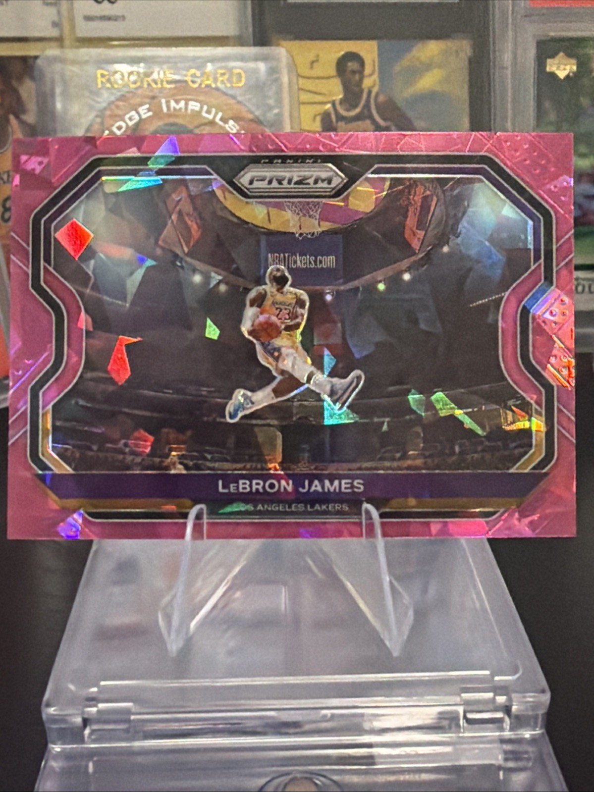 2020 Panini Prizm LeBron James Kobe Tribute #1 Pink Cracked Ice MINT Lakers