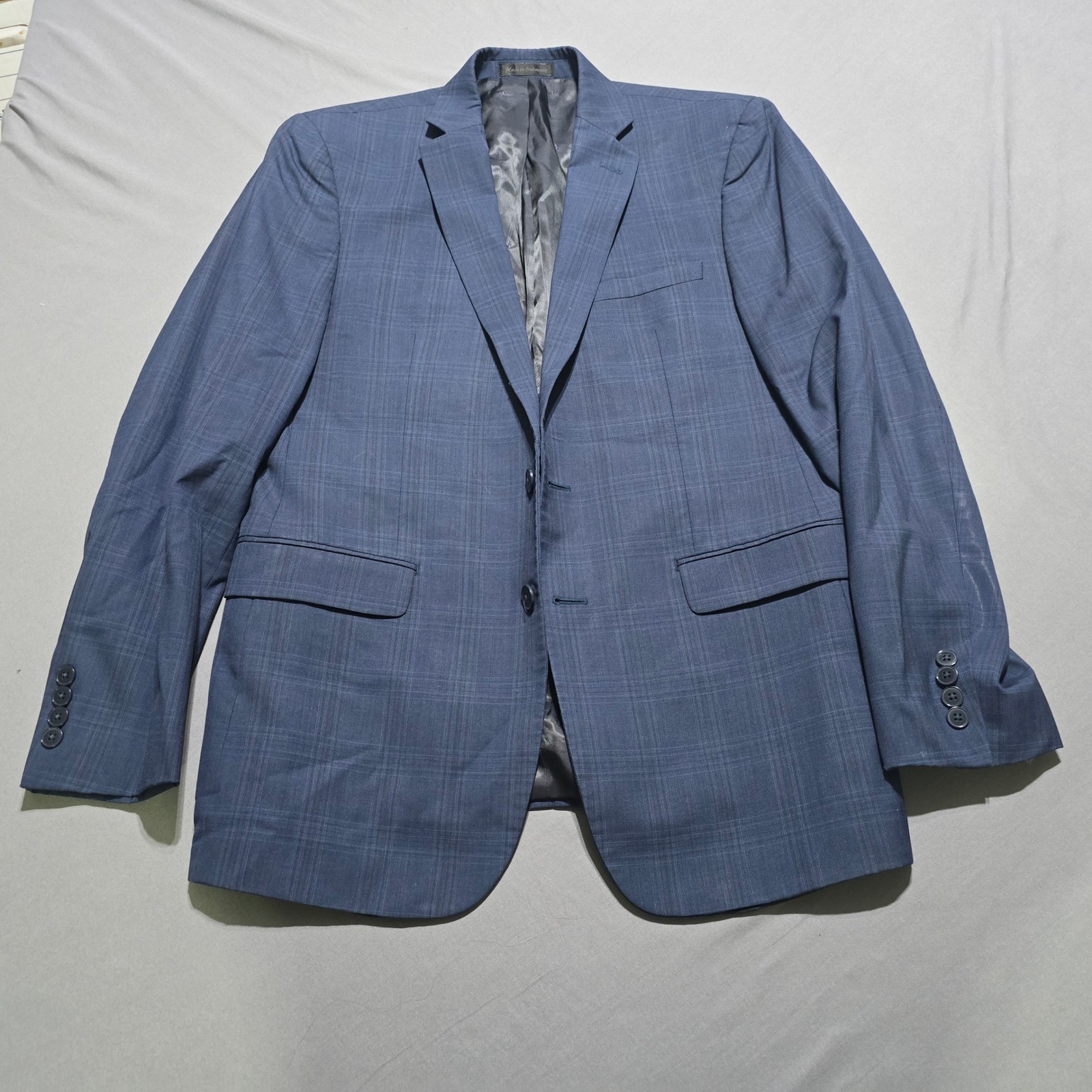 Calvin Klein Men Extreme Slim Fit Blue Plaid Wool Suit Blaze