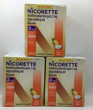 3 Nicorette Nicotine Quit Gum 2mg Fruit Chill 160x3 480ct Exp 4/27 PACK MAY VARY