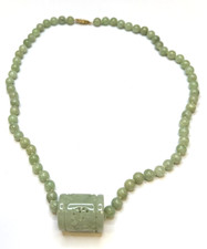 Vintage Pale Jade Necklace With 14k Gold Clasp 45cm 37.26g
