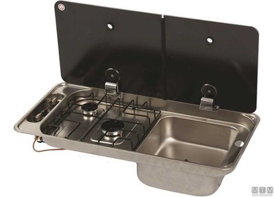 Küche + Spüle 2 Brenner Dose FL1401 716x340 Rechte Schüssel Gasabdeckung Camper