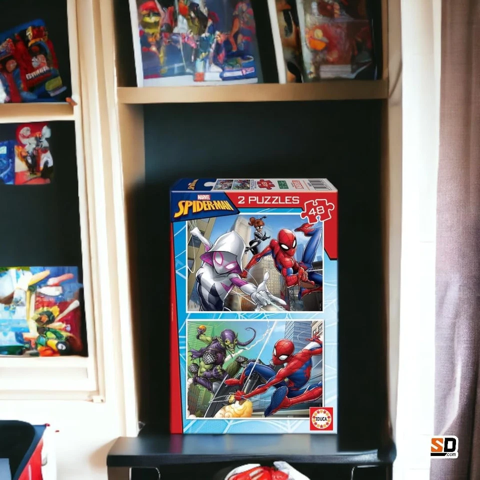 Educa - Puzzle di cartone con 48 pezzi per bambini | Spider-Man. Set di 2 p xmLt - Immagine 2 di 4