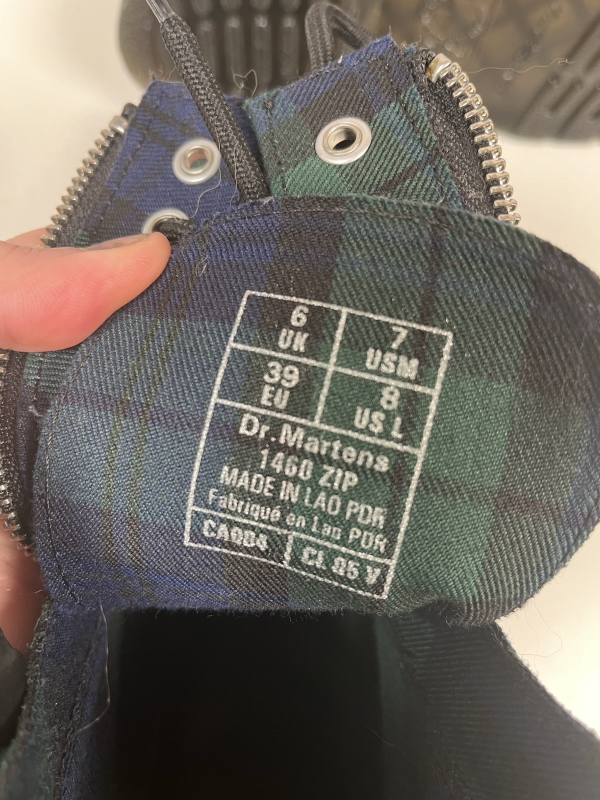 Doc Marten Green and Blue Plaid Boots Women’s Size 8 EU 39 1460 Zip thumbnail 6