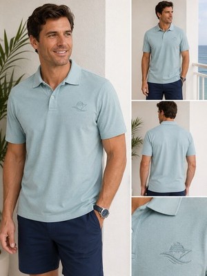 Disney DCL  Polo Men Shirt  Small Aqua Blue Embroidered Cruise Ship Logo NWOT