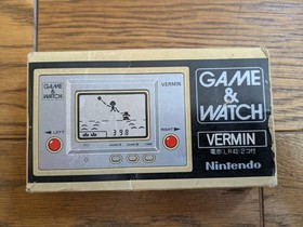 NINTENDO GAME & And WATCH Vermin w/ BOX & Manual Booklet 1980 JAPAN Tested
