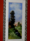 GORGEOUS Antique Landscape Trees House Wilde Nature Oil Pastel Vintage Painting — photo 3