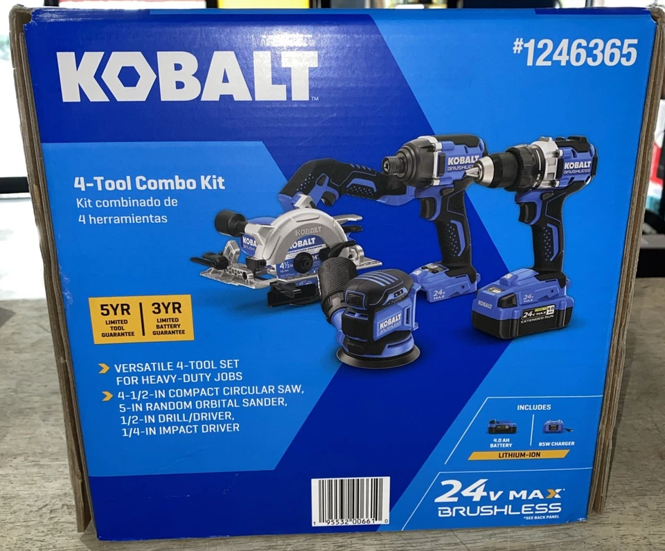 Kobalt 4 Tool Combo Kit 4-1/2" Compact Circular Saw Sander Drill Driver Impact - Image 2 of 4
