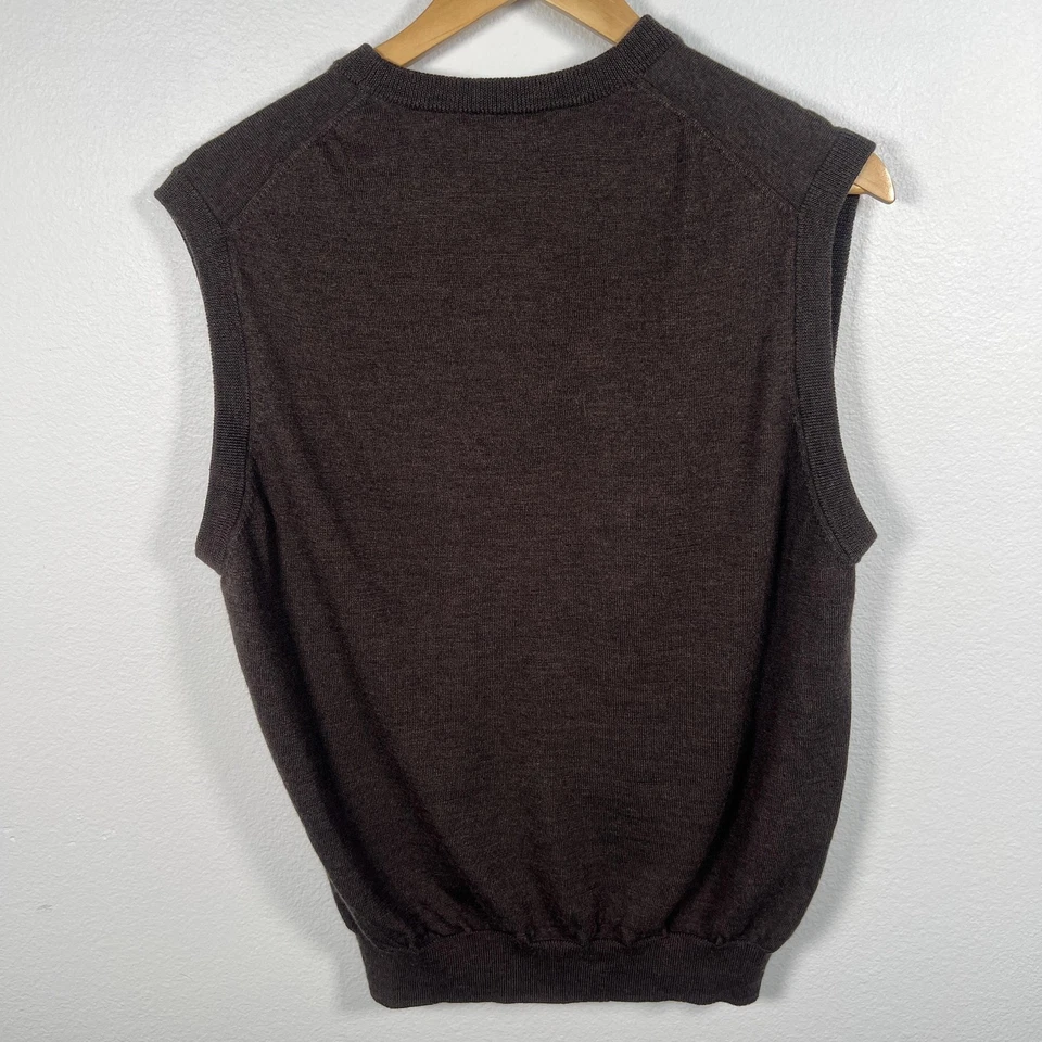 Joseph Lyman Italiano Lana Merino Suéter Chaleco Para Hombres L Marrón Preppy Clásico Informal Foto 2 de 4