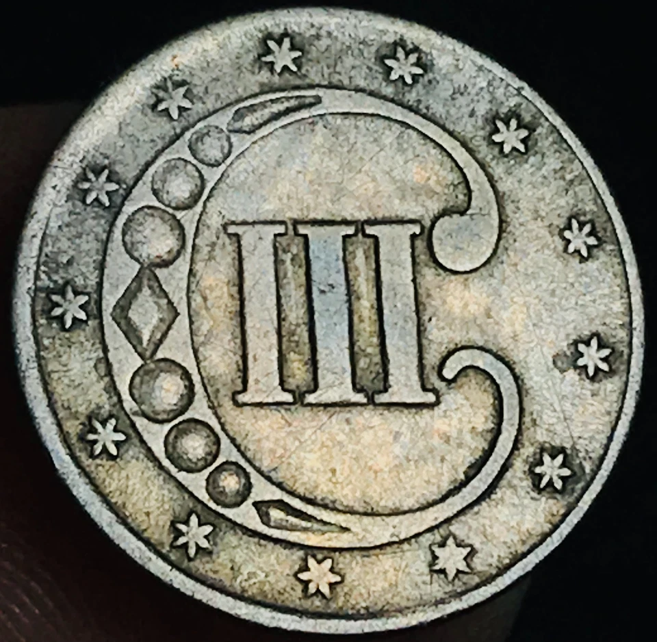 1852 Three Cent Silver Piece Trime 3c Type 1 Ungraded Choice US Coin CC28076 - Image 3 of 4