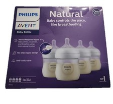 NEW Philips Avent Natural Response Baby Bottle Pack of 4 4oz/125ml Flow 2 Nipple