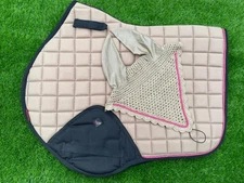 English Jump Saddle Pad Set – Horse Riding Tack – Pad + Fly Veil Matching Set