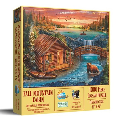 SunsOut Fall Mountain Cabin 1000 pc Jigsaw Puzzle