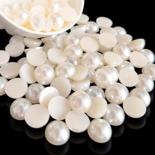 14mm Ivory Flatback Pearls for Crafting Nail Art Half Round Pearls Bulk for J...