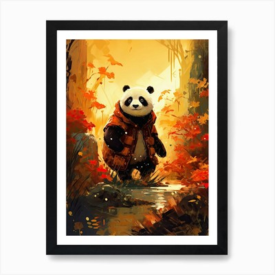 Panda Kunst im Postimpressionismus Stil gerahmtes Wandbild Poster Leinwanddruck Bild