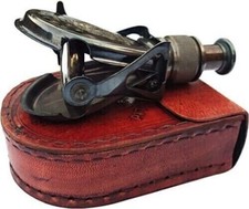 Antique Brass Monocular Binocular for Hunting Trekking, With Leather Case Gift