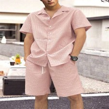 Men Summer Outfit 2-Piece Set Short Sleeve T-Shirt and Shorts Sweatsuit Set
