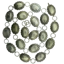 Navajo Small Sterling Silver Scalloped Concho Link Belt