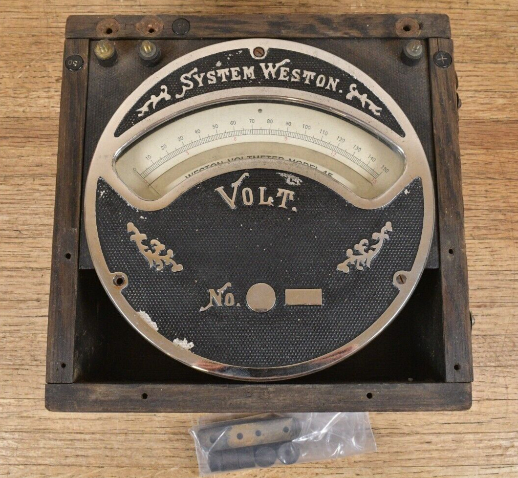Huge Antique Volt Meter Metal Face SYSTEM WESTON Prototype? Salesman sample?