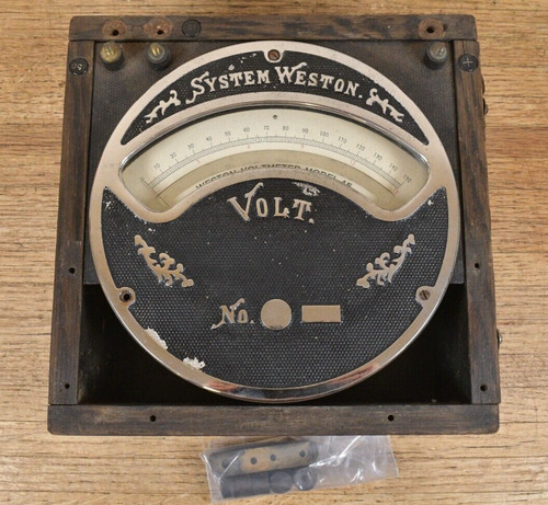 Huge Antique Volt Meter Metal Face SYSTEM WESTON Prototype? Salesman sample?
