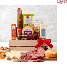 Meat and Cheese Gift Crate 7 Piece Savory Treats Perfect for Celebrations