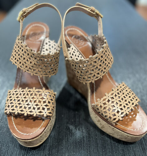 Tory Burch Brown Platform Wedge Sandal Daisy Perforated Size  | eBay