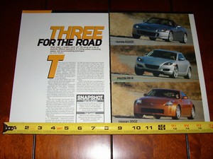 04 Nissan 350z Vs 04 Honda S00 Vs 04 Mazda Rx8 Original Article Ebay